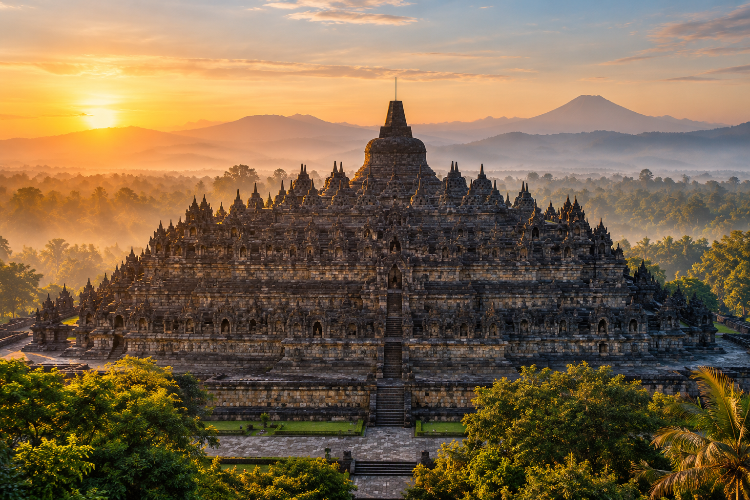 tosh zinapoyalar va Borobudur darajalari orasidagi yo'lak